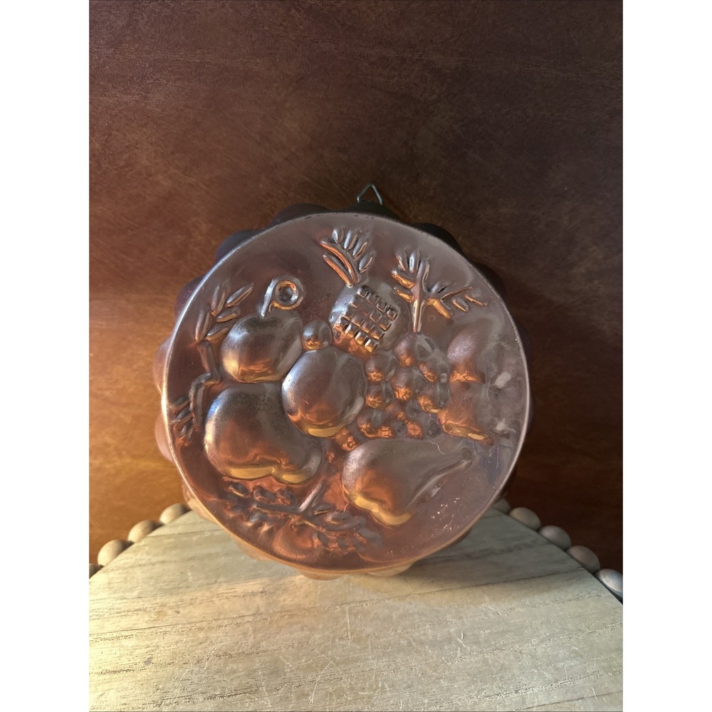 Vintage Copper Jelly Mold Fruit Design Tin Lined Kitchen Wall Decor